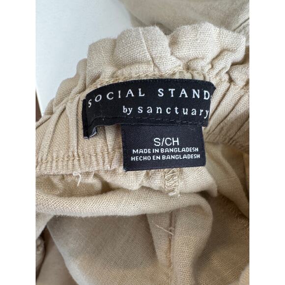 Anthropologie Social Standard Linen Blend Drawstring Pants EUC S Flax Color - Picture 8 of 9